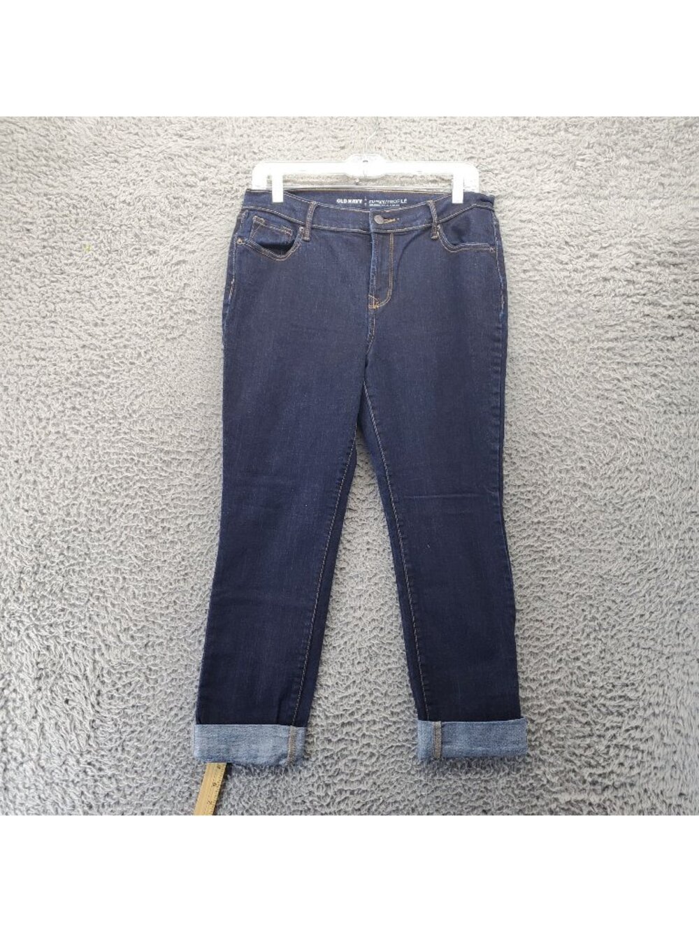 Old Navy Jeans Womens 8 Short Dark Blue Sweetheart Straight Mid-Rise Stretch